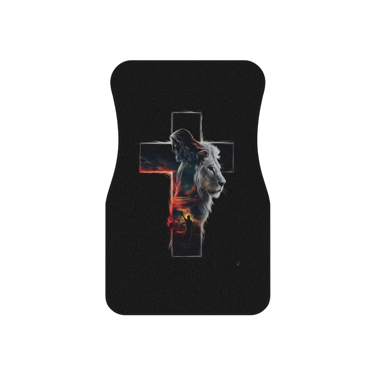 Religious Lion Car Mats - Faith-Inspired Front Floor Mat Set, Christian Car Accessories, Unique Car Gift for Him/Her, Stylish Auto Decor