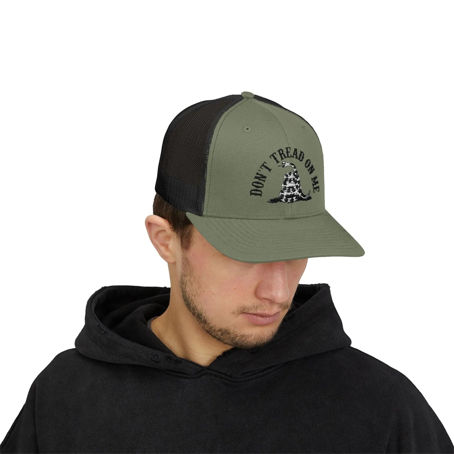 Patriotic Snapback Trucker Cap, Casual Hat for Outdoor Events, Gifts for Veterans, USA Pride, Don't Tread on Me Design