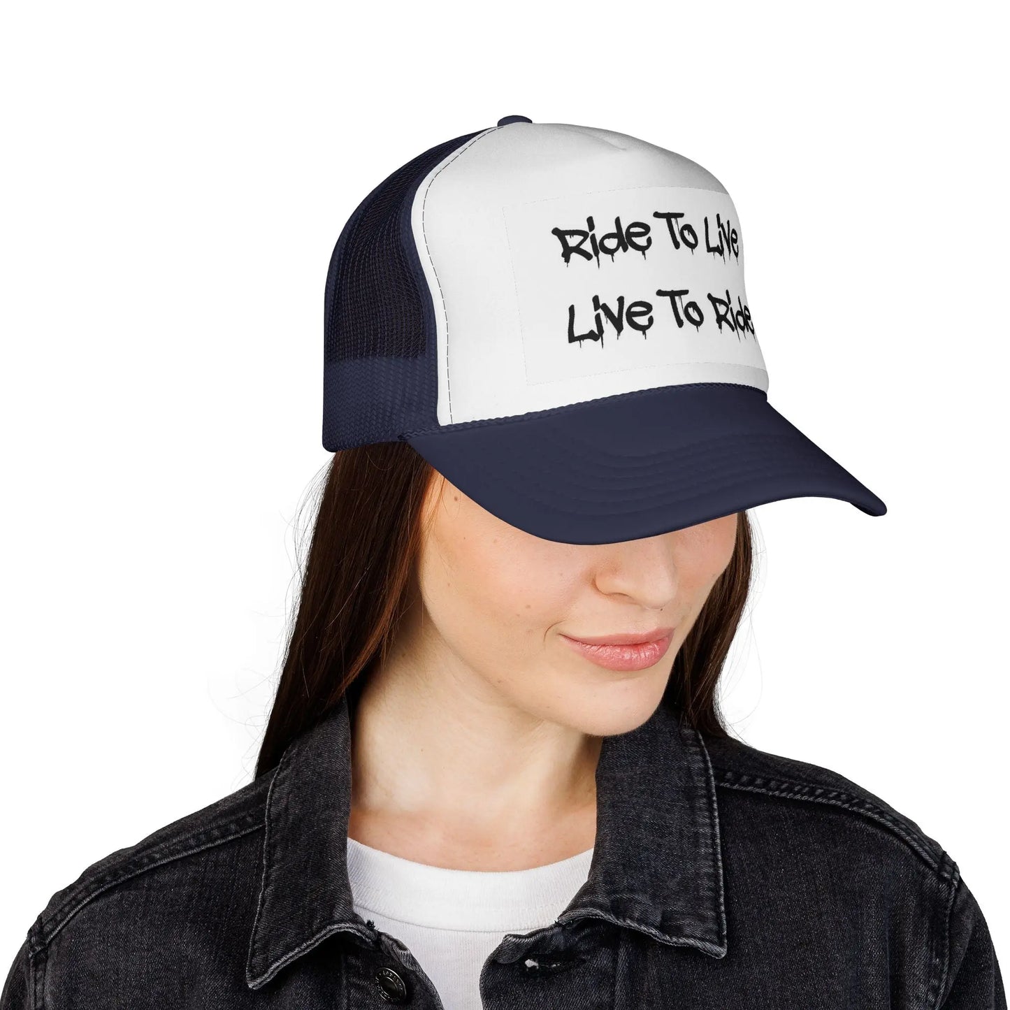 Ride To Live Trucker Cap, Perfect for Bikers, Outdoor Adventures, Gifts for Riders, Casual Wear, Adjustable Women's Men's Hat