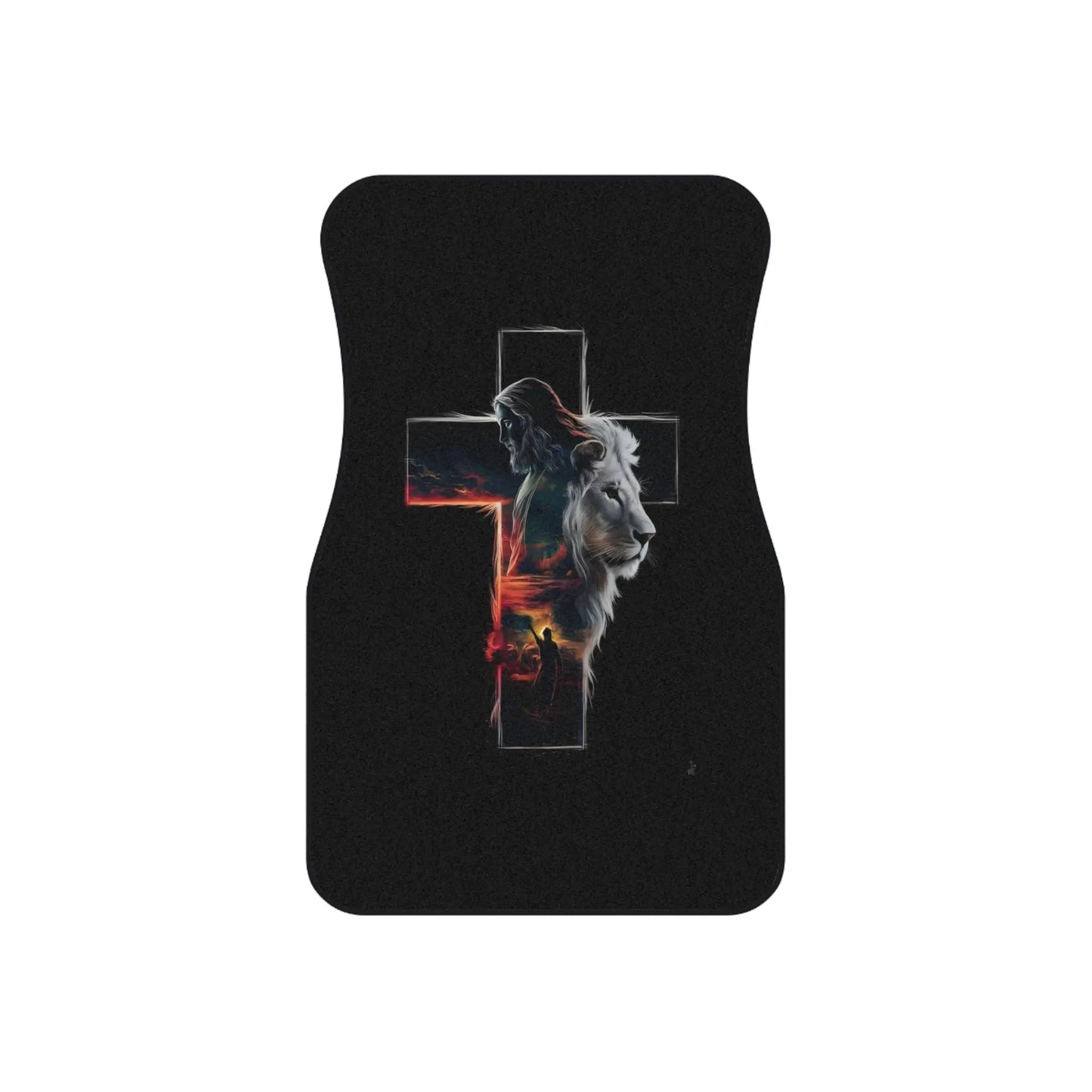 Religious Lion Car Mats - Faith-Inspired Front Floor Mat Set, Christian Car Accessories, Unique Car Gift for Him/Her, Stylish Auto Decor