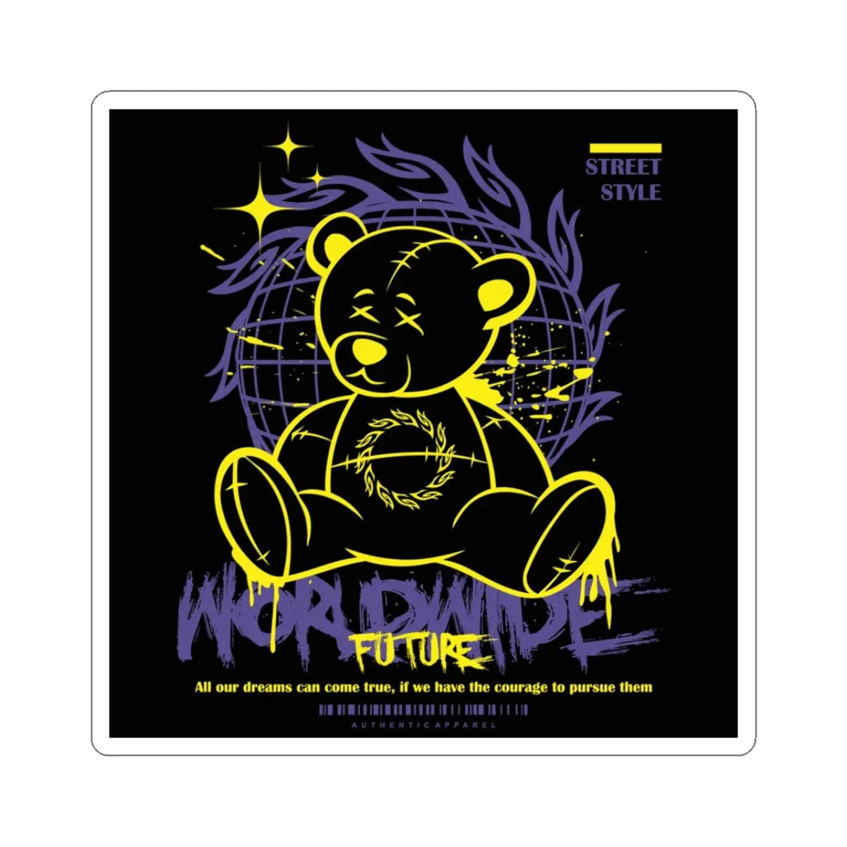 Street Style Bear Kiss-Cut Stickers | Trendy Decor, Laptop Stickers, Inspirational Art, Playful Gift, Future Vibe